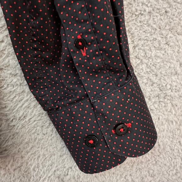 BARABAS men's XL Black Red Polka Dot Long Sleeve Button Up Evening Casual - Picture 9 of 12